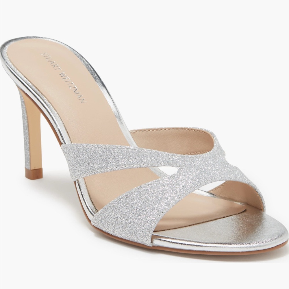 New in Box - Silver Stuart Weitzman Slide Heel Sandal